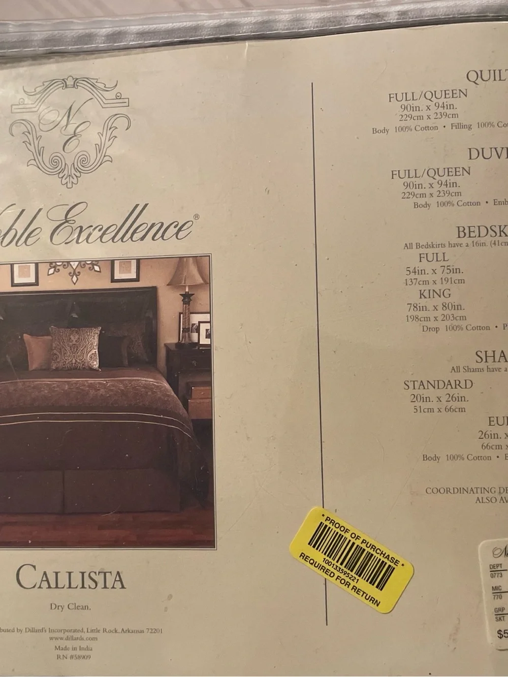 Noble Excellence Bedding King Bedskirt- Brown NWT